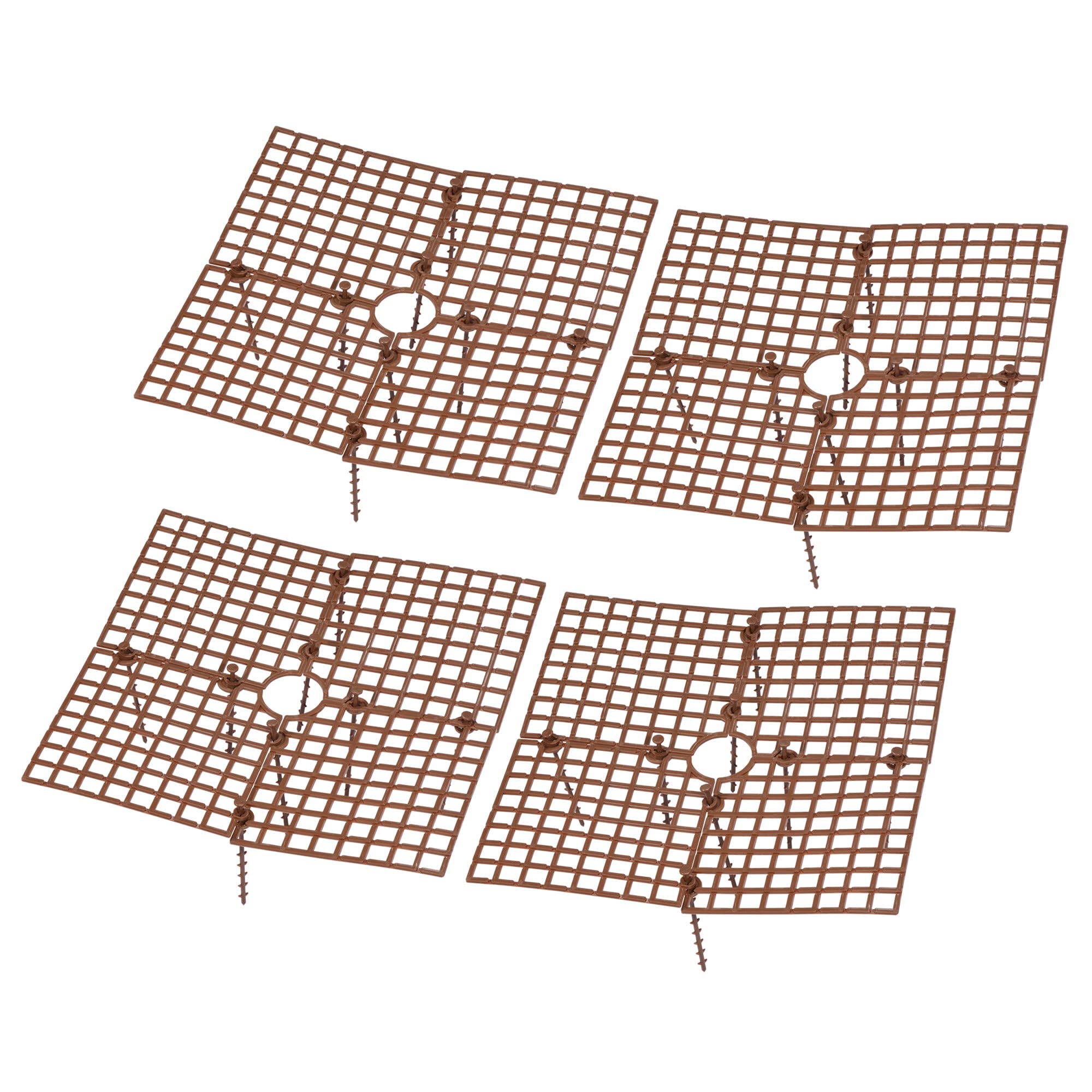 PATIKIL 11.8" x 11.8" Plant Pot Grid, 4 Pack Square ABS Flowerpot Soil Protector Cover, Brown