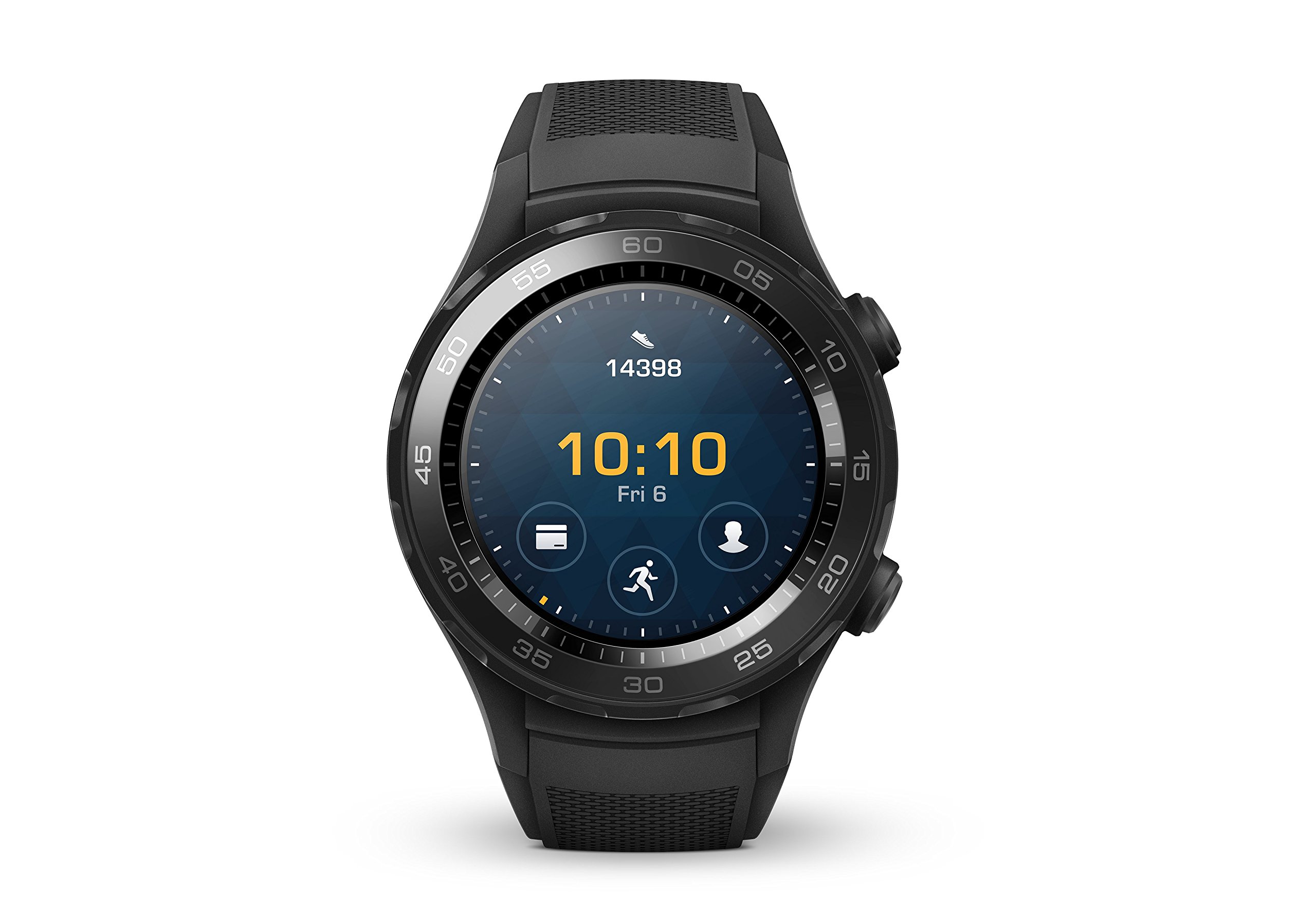 HUAWEI WATCH 2 (Bluetooth) Smartwatch mit schwarzem Sportarmband (NFC, Bluetooth, WLAN, Android Wear™ 2.0) schwarz
