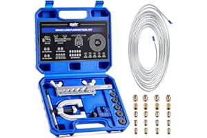 Orion Motor Tech 3/16 in Brake Line Kit, Brake Line Flaring Tool Kit with 25 ft Brake Line, 16 Fittings & 4 Unions, Double & Single Flaring Tool Kit for Most Hydraulic Braking Fuel Systems