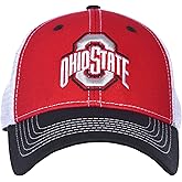 National Cap Ohio State Buckeyes Cap Adjustable Mesh Back Tri-Color Hat, Red White Black, 0-8