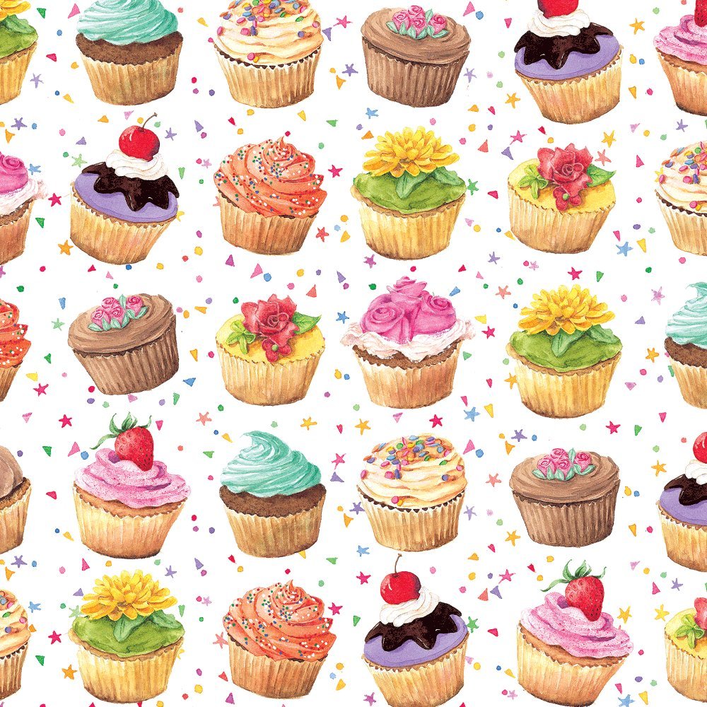 Entertaining with Caspari Gift Wrapping Paper, Cupcakes, 2Sheets Buy