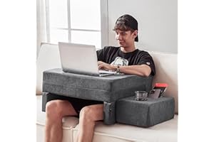 Comehealthy Lap Desk Pillow for Laptop, Large Reading Pillow for Adult, Arm Rest Pillow with Cup Holder, Memory Foam Bed Desk
