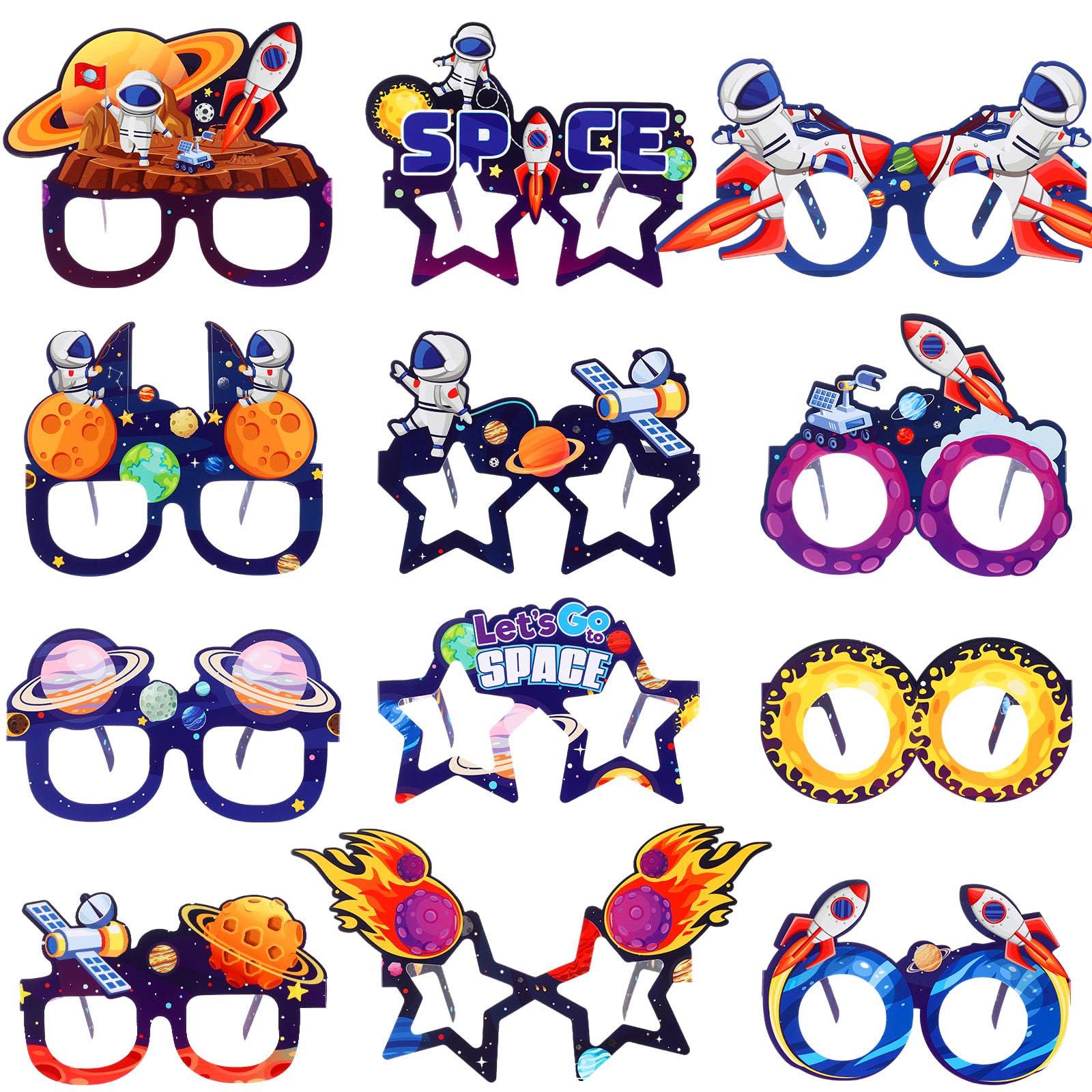 Photo 1 of Fiada 36 Pcs Space Party Favors Birthday Gifts for Kids Space Paper Glasses Astronaut Eyeglasses Rocket Outer Planet for Boys Girls Holiday Band Birthday Baby Shower Party Decor