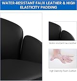 Yaheetech Faux Leather Desk Chair Velvet Flower Armrest Swivel Black view 6