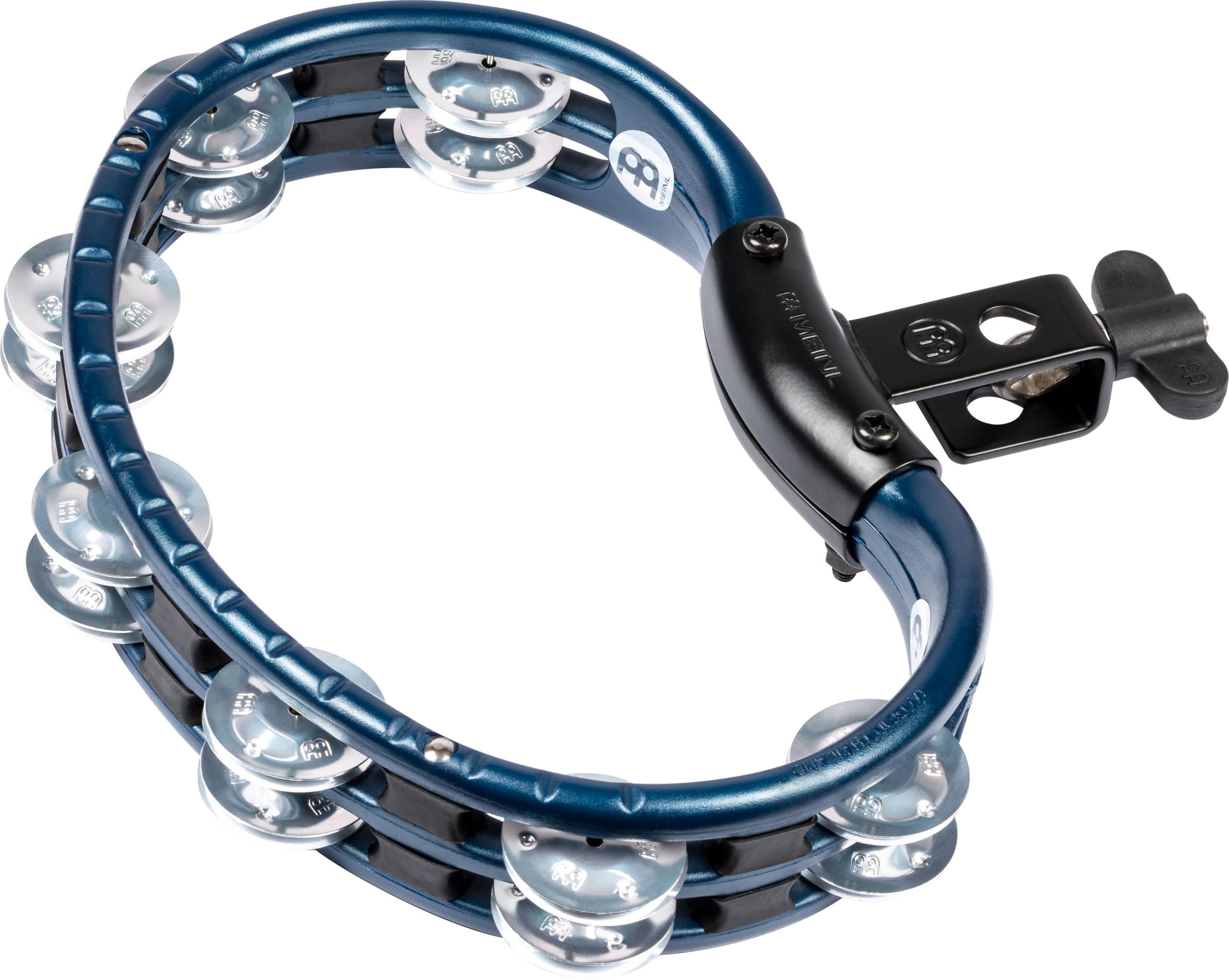 Meinl Percussion Tambourine Mountable Instrument - 2-Row Tambourine - With Holder - ABS Plastic / Aluminum, Blue / Silver (TMT2A-B)