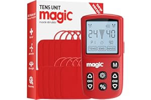 NICWELL CARE Tens Unit EMS Muscle Stimulator - 22 Programs 40 Intensity Electronic Pulse Massager Tens Machine for Pain Relief, 300mah Battery Physical Therapy with 10 Tens Unit Electrode Pads, Red