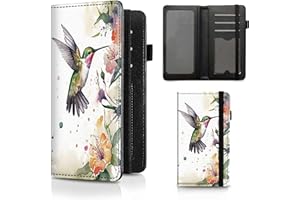 BEOTIWAD Checkbook Cover Hummingbird Flower Pattern Premium Leather Check Book Holder Wallet with RFID Blocking Function for Men and Women