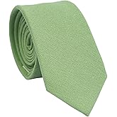 BELLUNO Men's Skinny Ties, Cotton Linen Blend 2.5 inch Solid Neckties