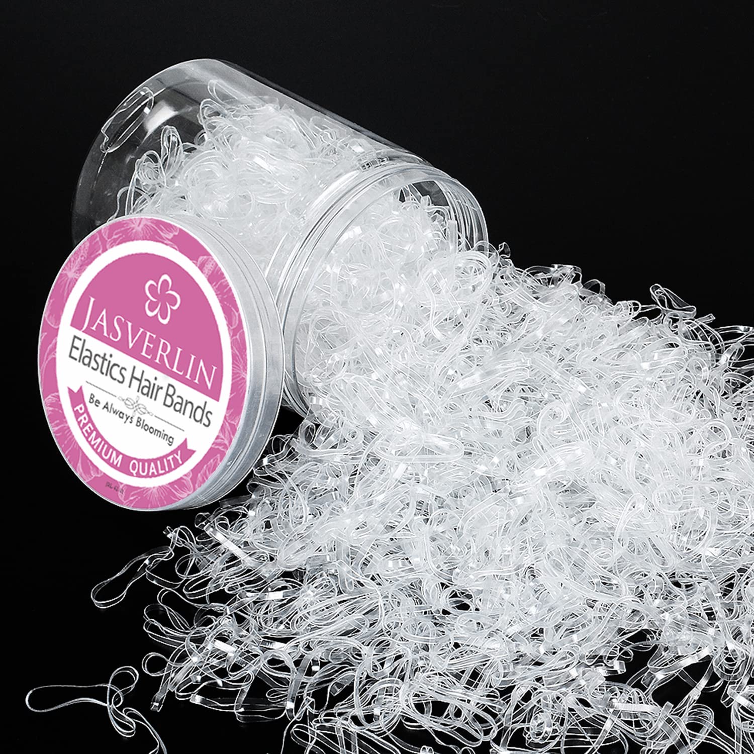 JASVERLIN Clear Elastic Hair Bands, Small Elastic Hair Ties Tiny Rubber Bands Baby Ponytail Holders for Toddler Girls 1000pcs — image 1