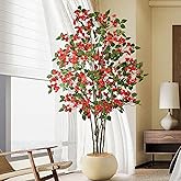 Roselywed Artificial Red Bougainvillea Tree 6FT with 270 Flowers & White Planter Realistic Tall Large Fake Faux Blooming Flower Plant 72 Inch for Indoor Home Office Porch Mall Decor Housewarming Gift