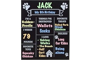 JENNYGEMS Dog Milestone Chalkboard Sign – Reusable Birthday Board for Puppies & Dogs – Pet Memory Keepsake for Growth, Favorites & Firsts – Photo Prop for Dog Birthday Party