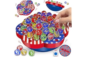 Junall Wobble Balance Marble Game for Kids – 80 Colorful Marbles, Dice, Chessboard, Turntable,Challenge Cards, Fun Family Board Game for Parties, Gifts for Kids Ages 6-12+