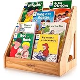 Old Canal Montessori Bookshelf, Kids Bookshelf and Toy Storage Organizer with Deep Sleeves, Toddler Book Shelves with Handle & Anti-Tilting Design, 5-Tier Pine Book Shelf for Kids Rooms, Nursery