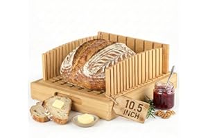 Sourdough Bread Slicer for Homemade Bread - 10.5" Extra Wide Premium Bamboo Guide for Large Round Loaves & Artisan Baking - H