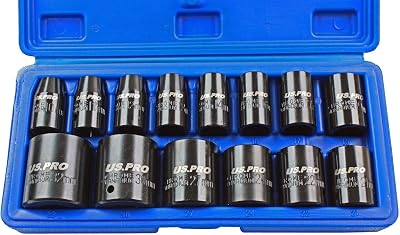 US PRO 14pc 1/2" Drive Impact Socket Set 10-32mm Shallow 6 Point Sockets