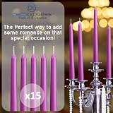 DECO EXPRESS Candles Set 15 Purple Tapered Dripless Unscented 8 Hr Burn Time view 5