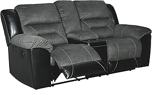 Signature Design by Ashley - Earhart Contemporary Double Reclining Loveseat with Console, Gray