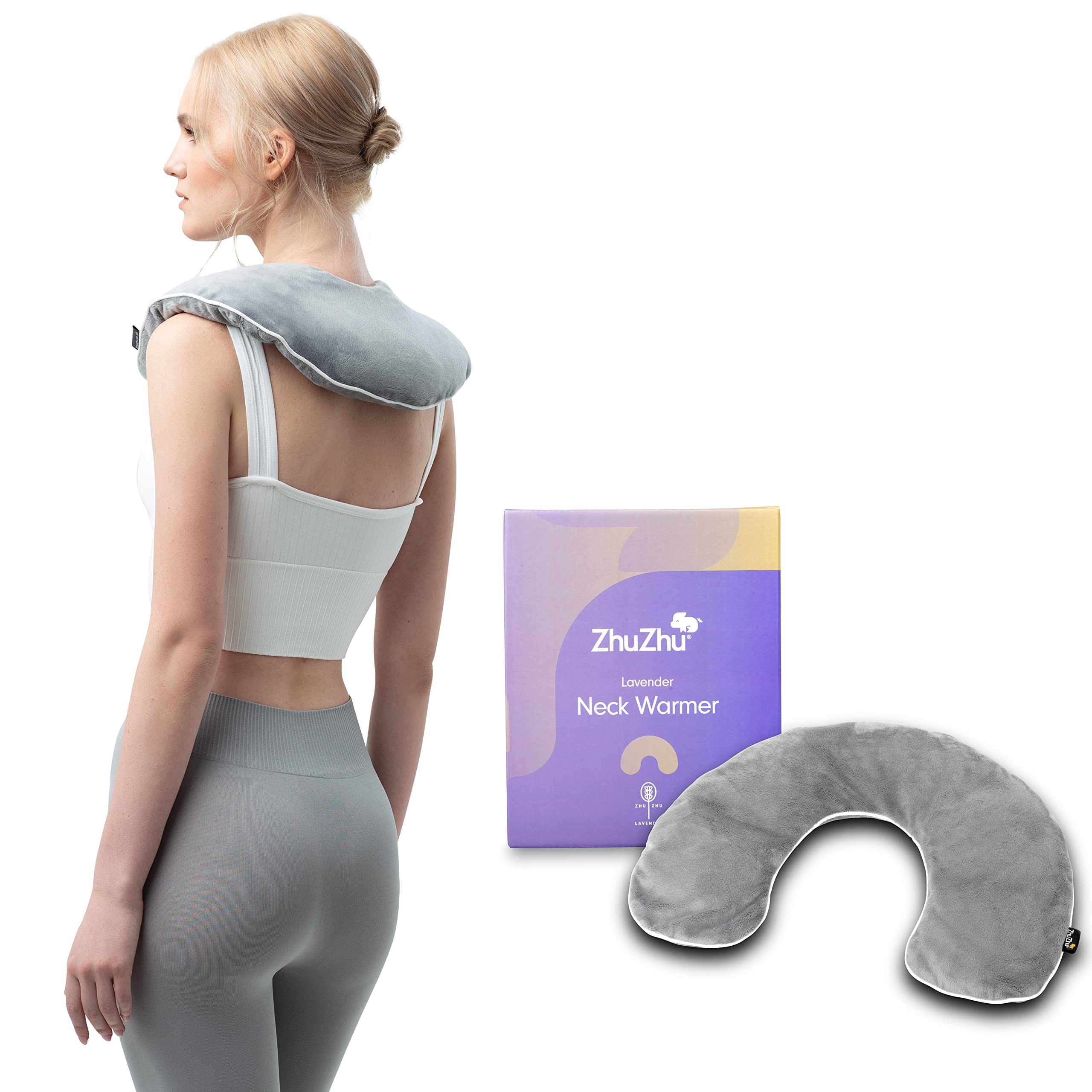 Zhu-Zhu Lavender Neck Warmer Dove Grey Wheat Bag Microwavable Neck and Shoulder Soothing Heat Pack Pain Relief Microwave Heat Pad
