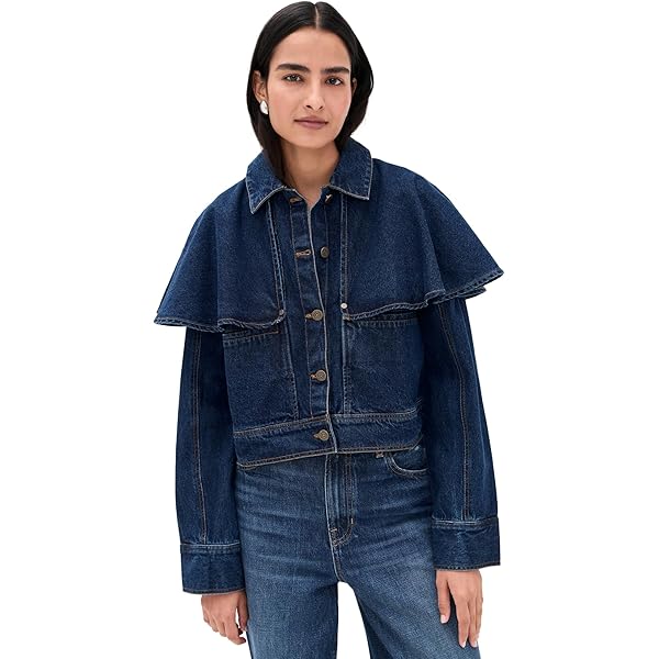 Ulla Johnson Women's The Agata Denim Cape Jacket, Tigris, XXS-XS