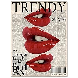 jkahh Trendy Y2k Newspaper Wall Art Vintage Red