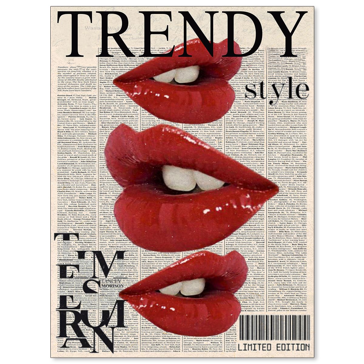 jkahh Trendy Y2k Newspaper Wall Art Vintage Red