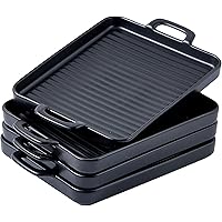 Bruntmor 8.5" x 7 Set Of 4 Porcelain Matte Oven to Table Bakeware Dinner Plates, for Oven Roasting Lasagna Pan with…