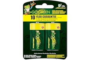 GO GREEN POWER INC. GoGreen Power (24004) Eco Friendly Alkaline D Batteries - No Lead, Cadmium or Mercury - Pack of 2