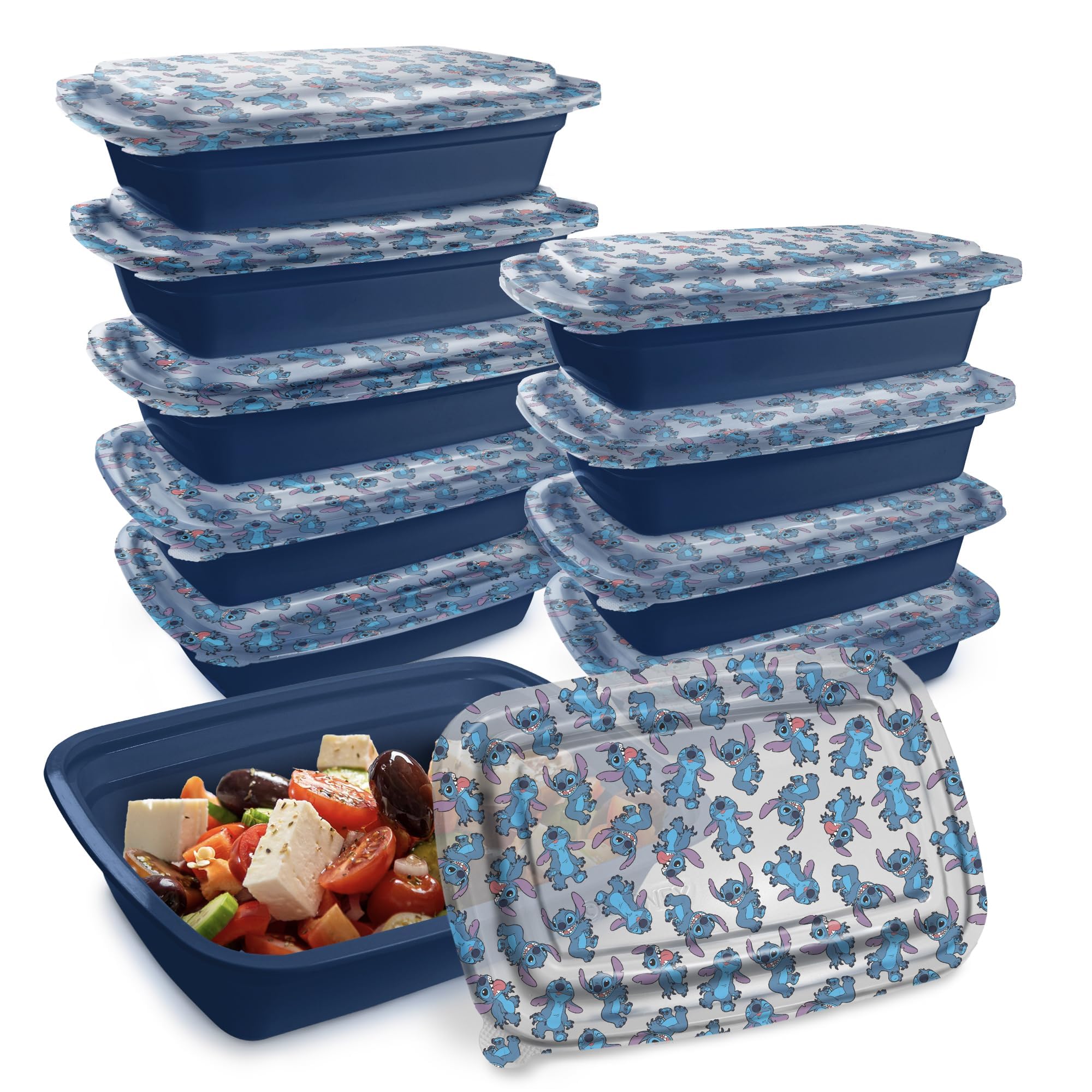 Photo 1 of **ONLY 6 CONTAINER WITH LIDS**Disney Meal Prep Containers - 20-Piece Reusable Food Containers with Lids - Freezer, Microwave & Dishwasher Safe - Featuring Mickey & Minnie, Lilo & Stitch