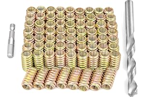 PGMJ 80 Pieces M8 Flush Nut Inserts Wood Bolt Furniture Headless Screw in Nut Threaded Fastener Connector for Wood Furniture Assortment (M8x25mm-Flush)