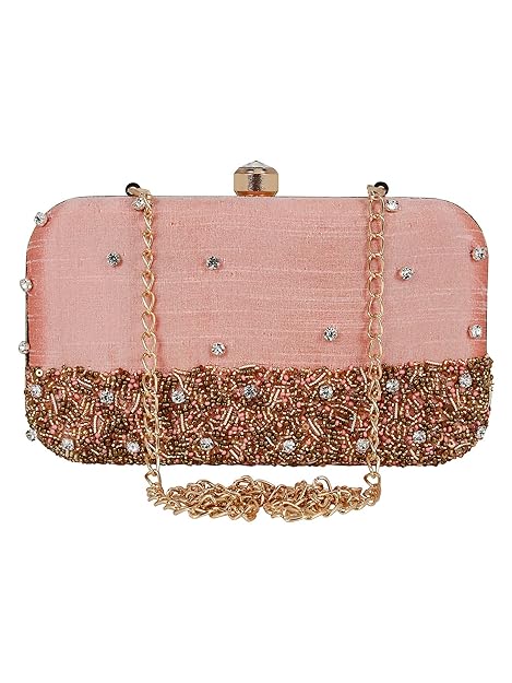 Adorn Faux Silk Embellished Peach