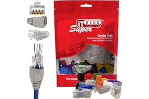 ITBEBE 60-Pack RJ45 Cat6 Pass Through Connectors for 23 AWG Cables - 60 Cat6 Passthrough Connector Ends and 60 RJ45 Connector