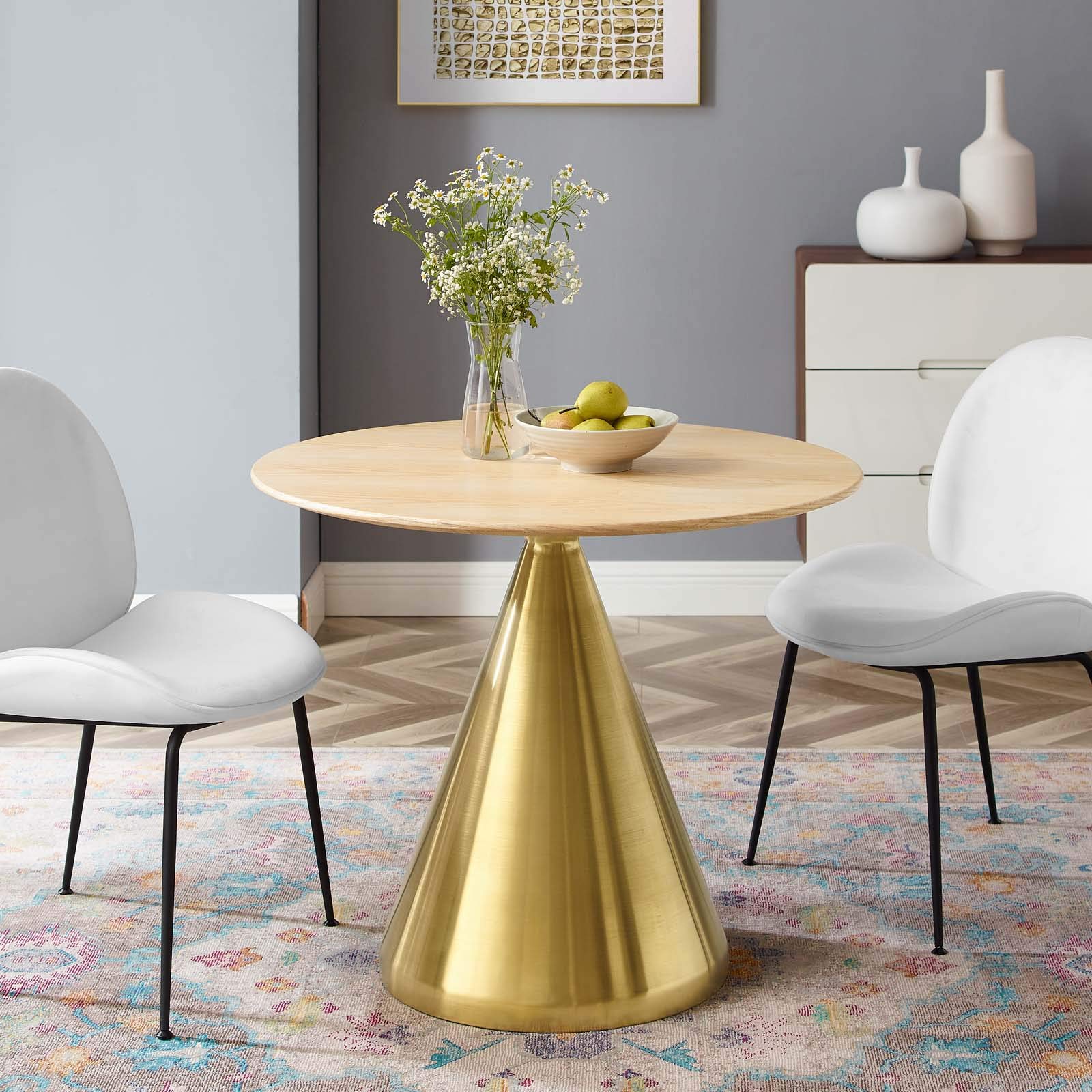 Photo 1 of MISSING BOTTOM PIECE --------------- Modway Tupelo Round Wood Grain 36" Dining Table in Gold NaturalLPNPMAV9638709
