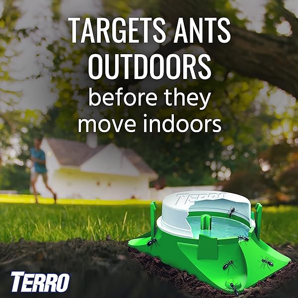 TERRO T1804SR OUTDOOR READY-TO-USE LIQUID ANT BAIT KILLER AND TRAP – KILLS COMMON HOUSEHOLD ANTS – 8 BAIT STATIONS