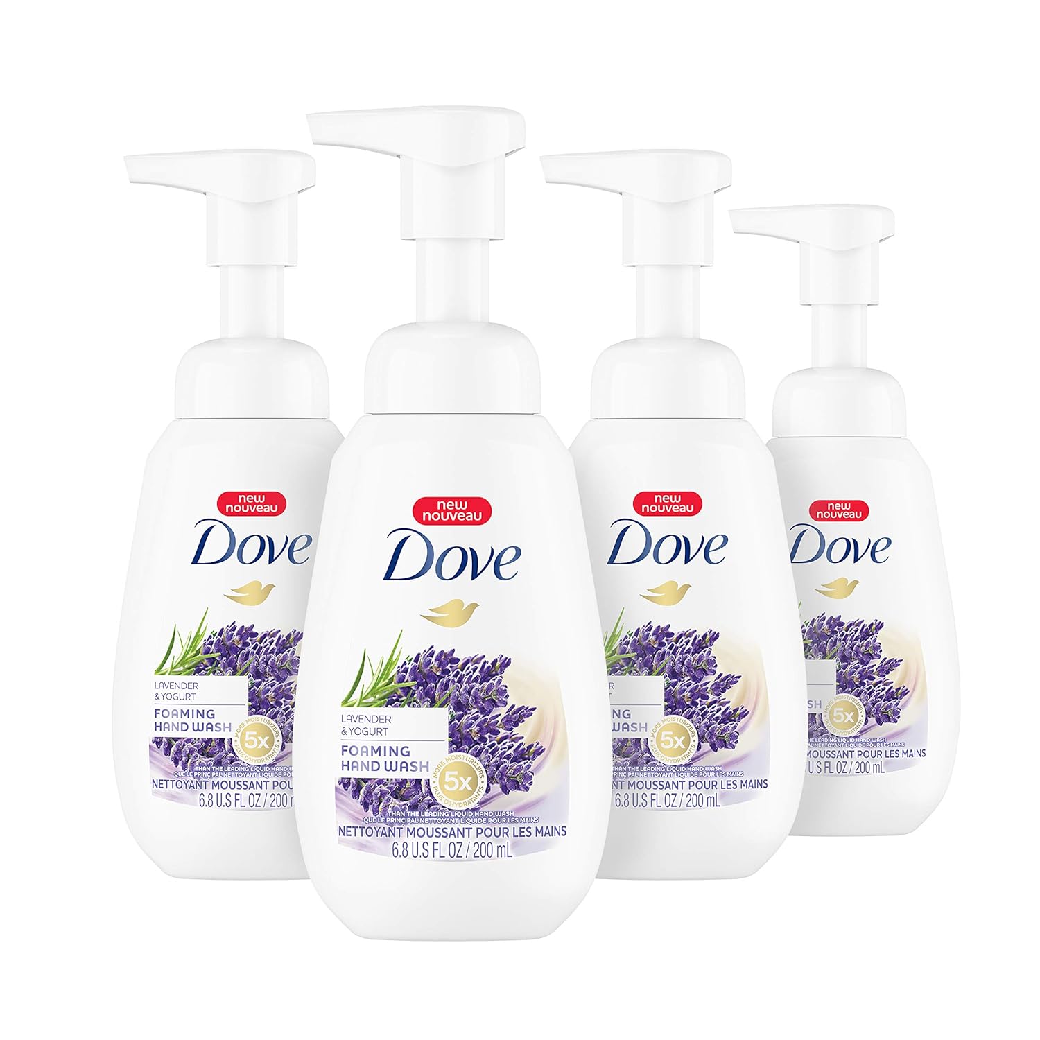 Dove Foaming Hand Wash Lavender & Yogurt Effectively Washes Away Bacteria While Nourishing Your Skin 6.8 oz, Pack of 4 : Beauty