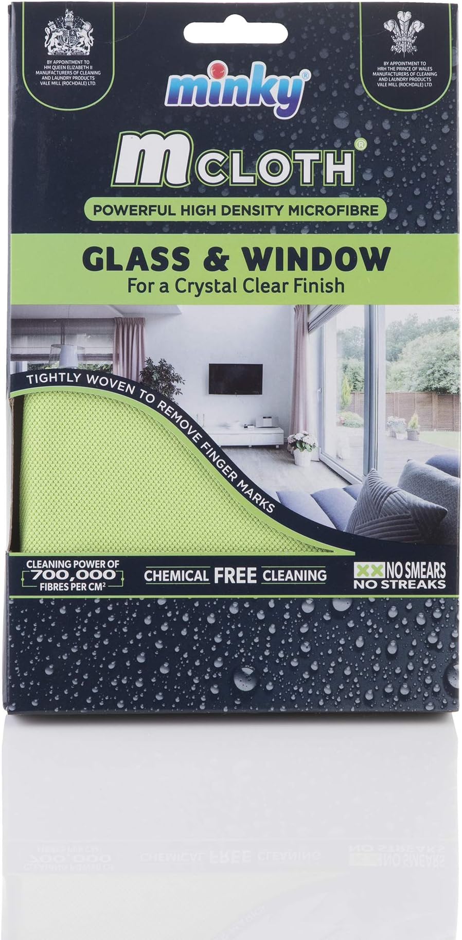 Minky M Cloth Glass & Window Green - Microfibre, Antibacterial, Scratch Free