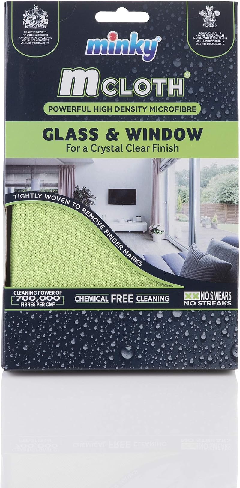 Minky M Cloth Glass & Window Green - Microfibre, Antibacterial, Scratch Free
