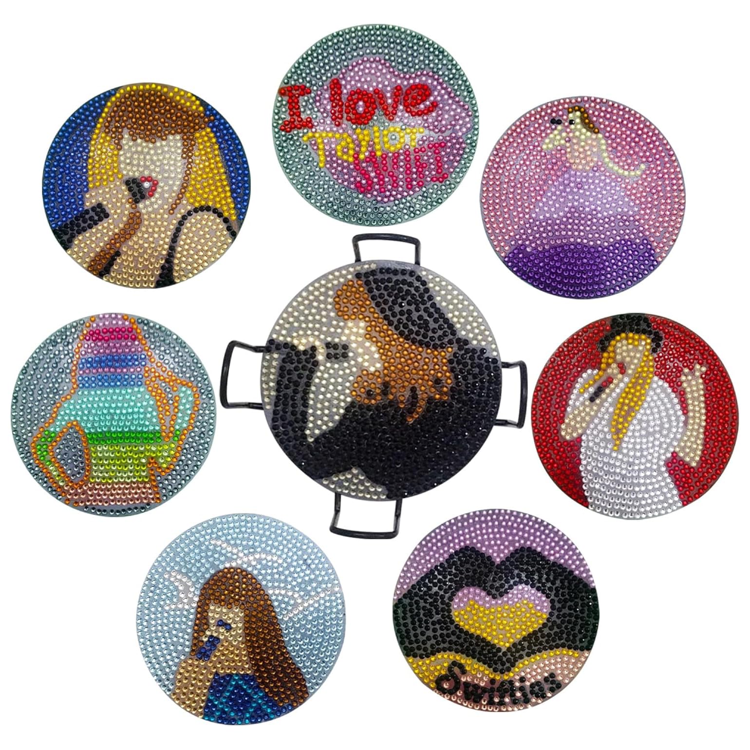 8PCS Diamond Painting Coasters Set,Decorative Coasters for Drinks and Coffee - Adult Diamond Art Kits - Holder for Home Party Decor (TSBD05)