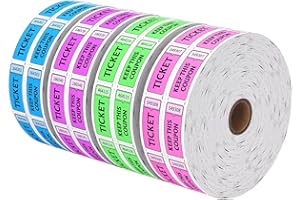 LKXSPLABE Fluorescence Raffle Tickets Double Roll 8000 Tickets 50/50 Tickets for Events, Entry, Class Reward, Fundraiser & Prizes(Blue, Green, Purple, Red)