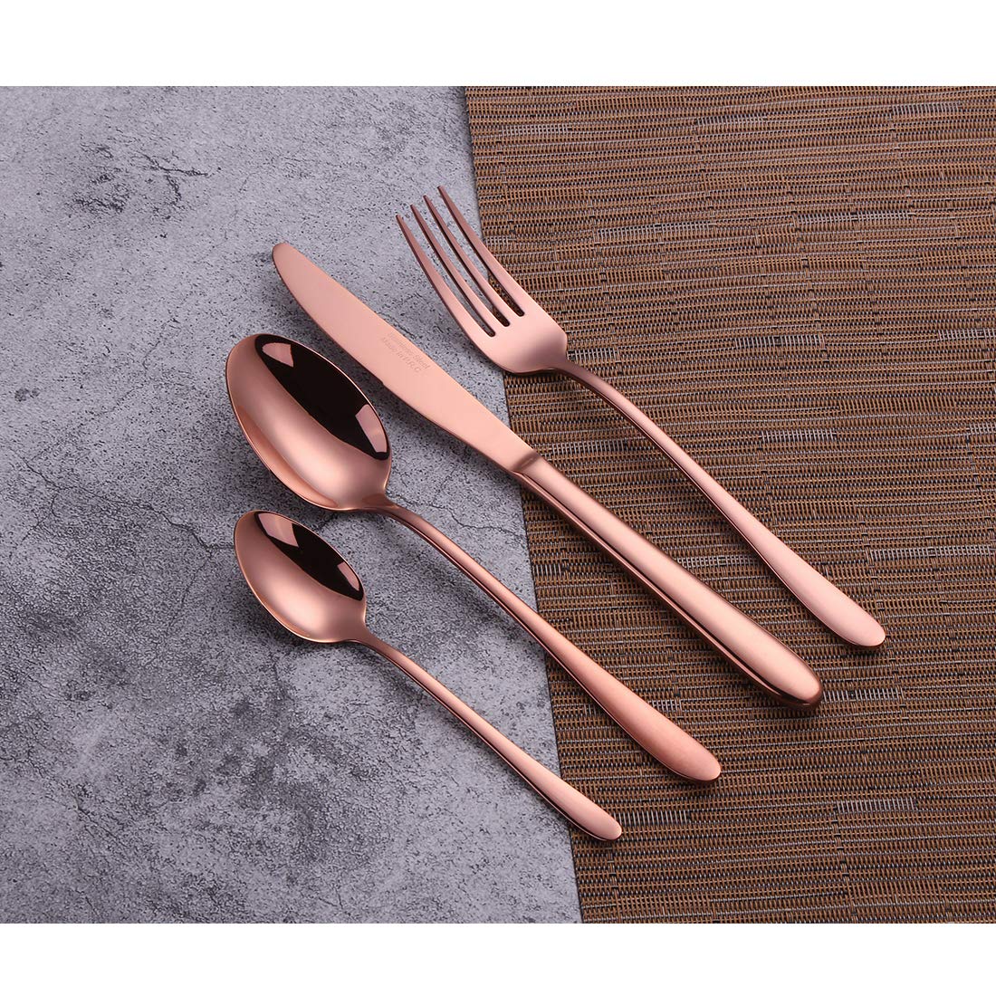 PHILIPALA besteck Edelstahl 4-teiling Utensilienset Geschirr Tafelmesser Esslöffel Gabel Dessertlöffel，Besteck set für die reisende Camping-Roségold