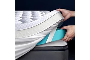 BITEANY 5 Inch Mega Support Memory Foam Queen Mattress Topper for Pressure Relief, Dual Layer 2.5" Pillow Top Mattress Topper Queen Plus 2.5" Cooling Gel Infused Memory Foam Mattress Pad