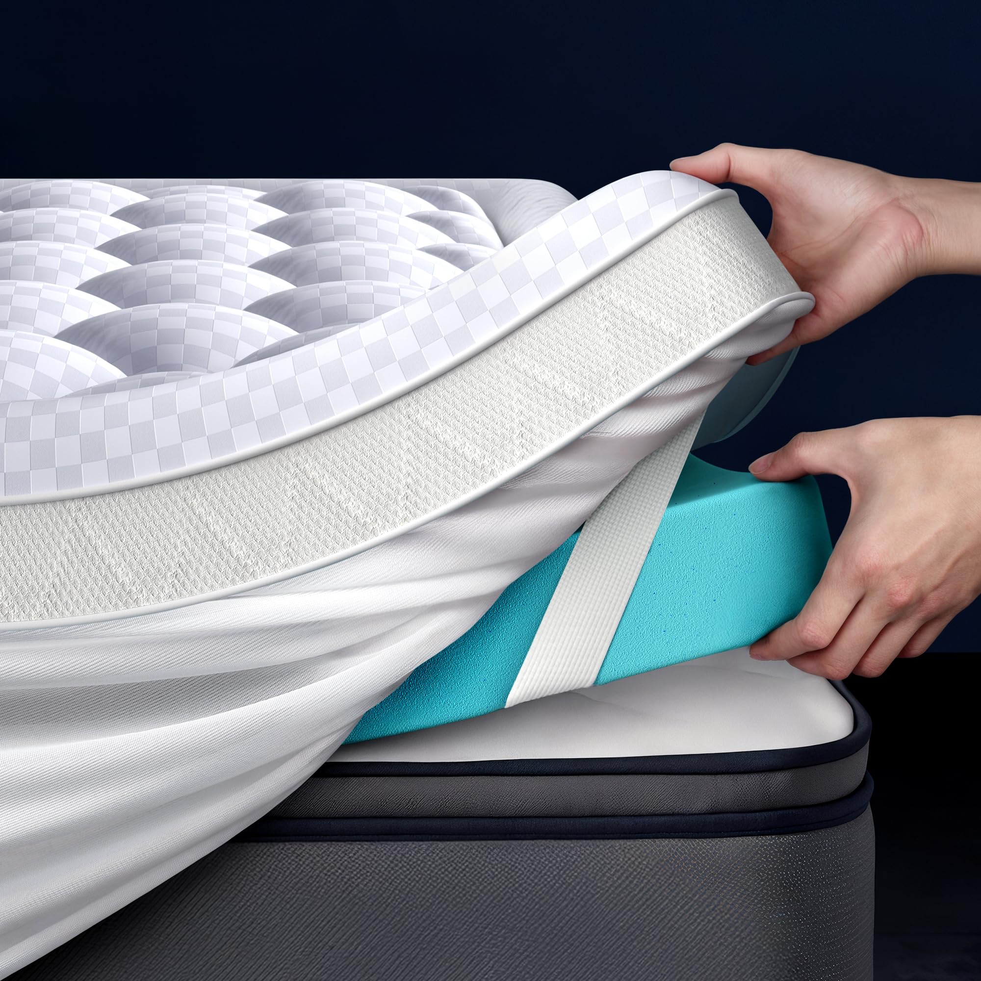 5 Inch Mega Support Memory Foam Mattress Topper for Pressure Relief, Dual Layer 2.5" Pillow Top Mattress Topper Plus 2.5" Cooling Gel Infused Memory Foam Mattress Pad (California King)
