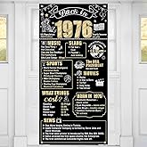 50th Birthday Decorations Back in 1976 Door Banner for Men Women, Black Gold Happy 50 Birthday Door Cover Party Supplies, Fifty Year Old Bday Backdrop Sign Decor for Outdoor Indoor