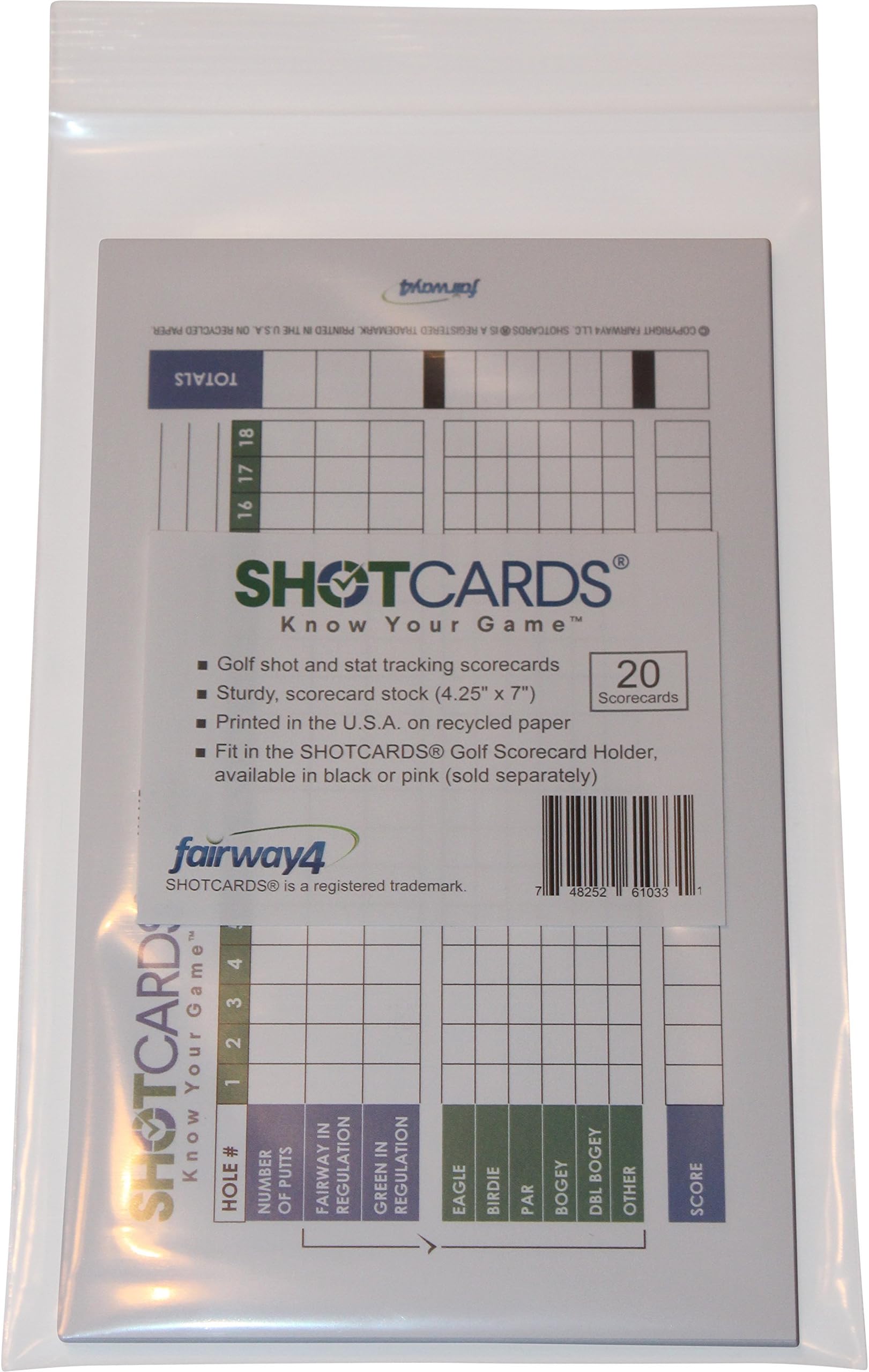 Fairway4 SHOTCARDS Golf Shot and Stat Tracking Scorecards - Pinpoint Weaknesses and Improve Your Golf Game - Training Aid - Detailed Golf Score Tracking