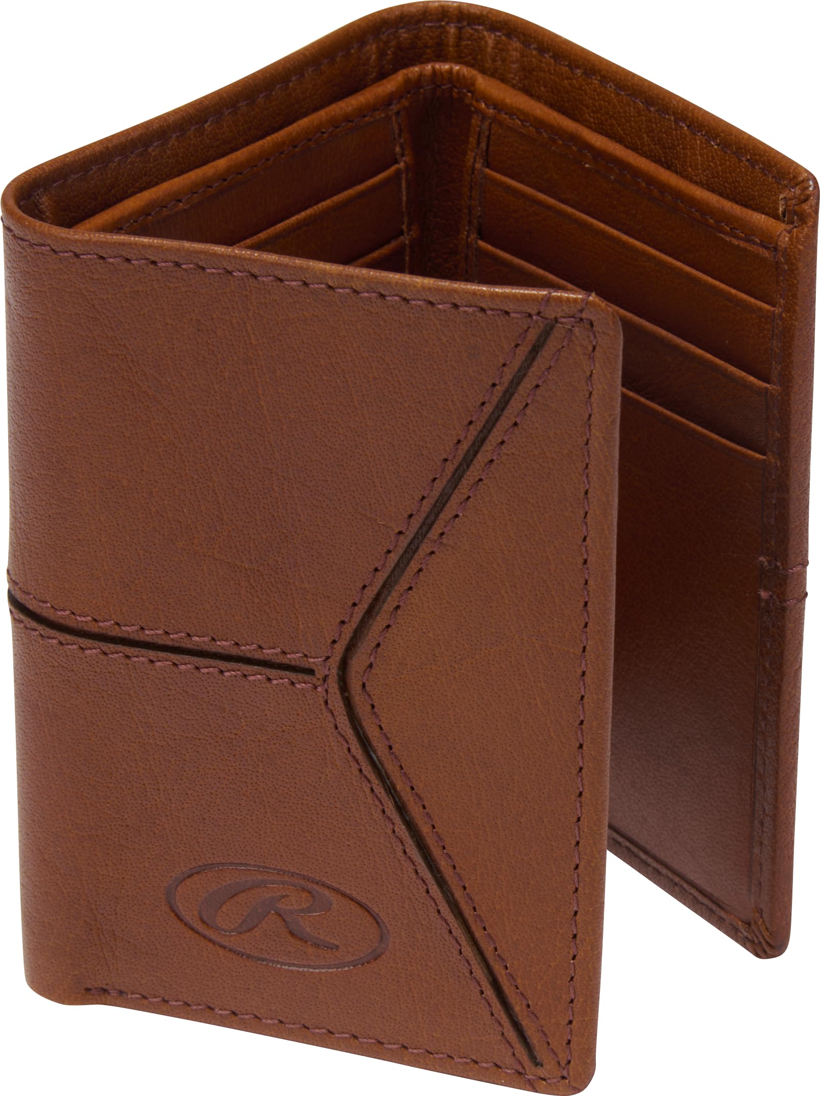 Rawlings Men's Trifold Wallet Leather | Multiple Styles & Colors, Brown | Home Run Collection Image