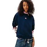 Tommy Jeans Women's Medium Weight Pullover Crewneck with Center Embroidered Flag Logo