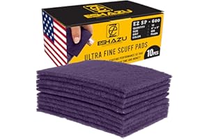 EZ ESHAZU Eshazu General Purpose Scuffing Pads, 6" x 9", Box of 10 – P600 Grit Equivalent, Non-Woven, Reusable, Durable, Ideal for Auto Paint Prep, Metal, Wood, Plastics, and More