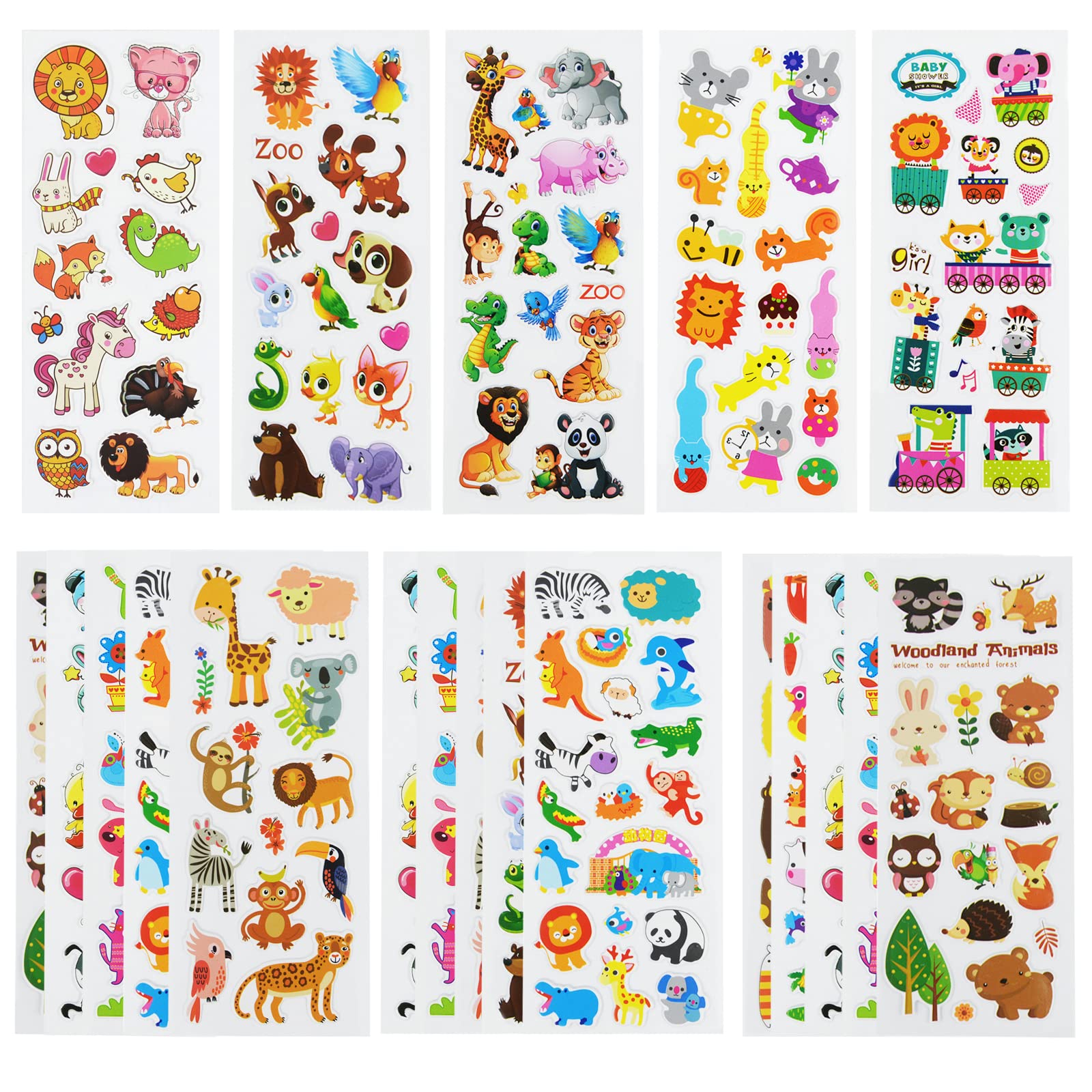 24 Sheets(400+) Animal 3D Puffy Stickers for