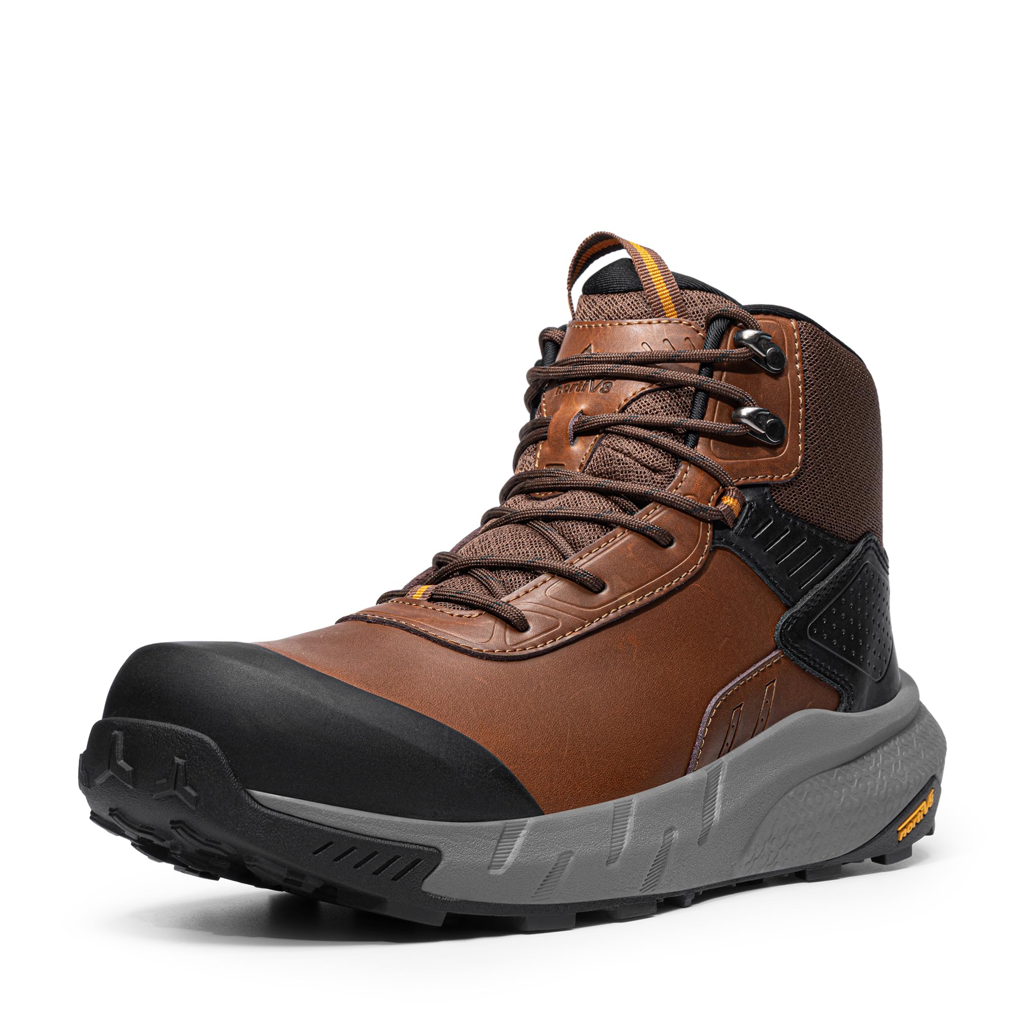 Photo 1 of NORTIV 8 Composite Toe Boots for Men – Waterproof Lightweight Non-Slip ASTM F2412-24 & ASTM F2913-24 Safety Work Boots for Warehouse & Construction, VaporGuard-Nano,Size 9,Brown,NMUMIB2507