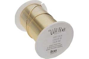 The Beadsmith Wire Elements 18-Gauge Lacquered Tarnish-Resistant Copper Wire for Jewelry Making, 10 Yard, 9.14 Meter Spool (Gold Color)