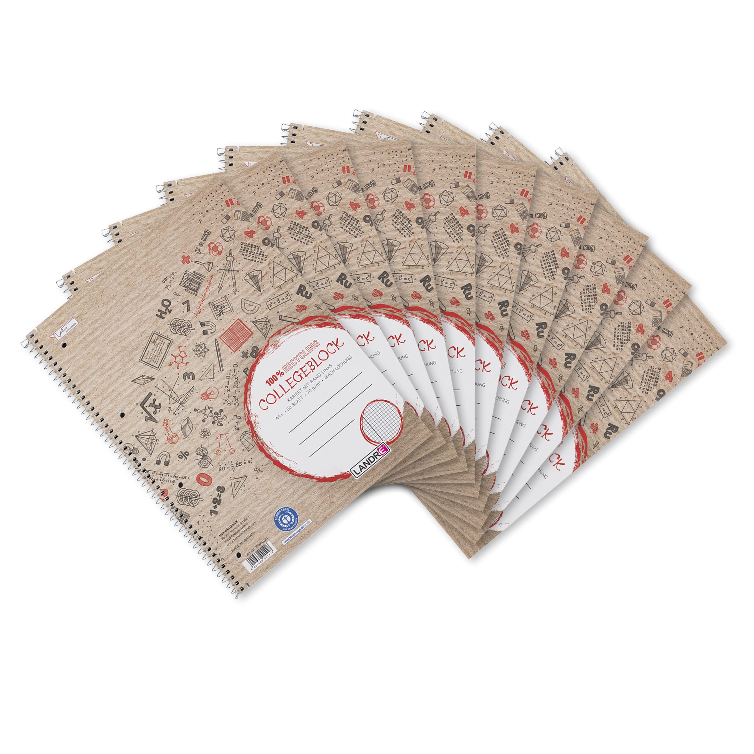 Landre A4 Recycled College Notebook 80 Sheets (Pack of 10)